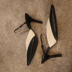 *EUC* leather n linen heels FAB!